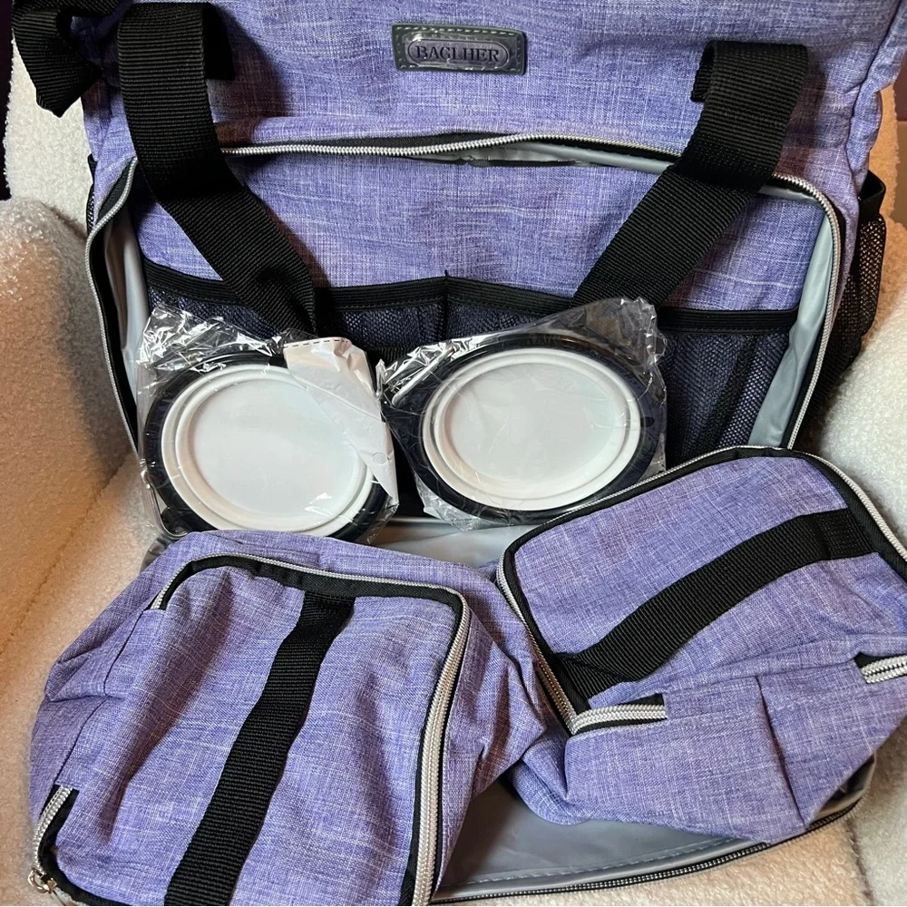 Baglher Dog Travel Bag Pet Bag Purple Black